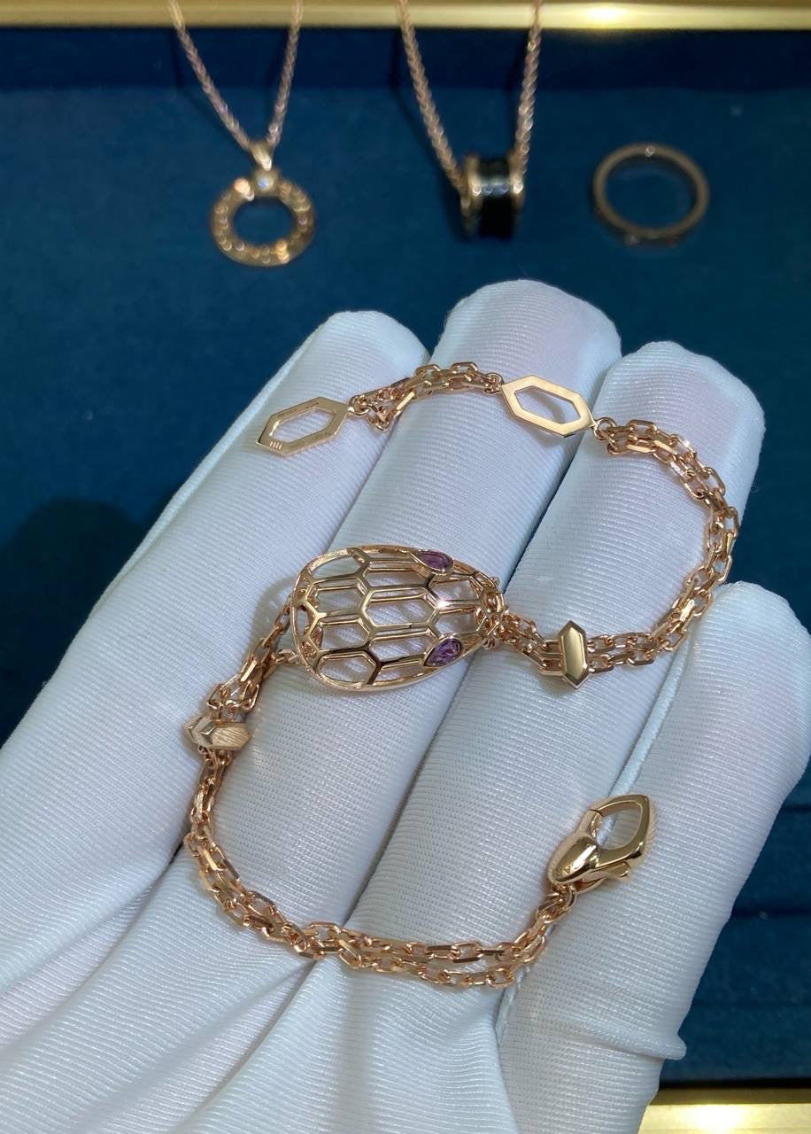 Pulsera de cadena de amatista con serpiente