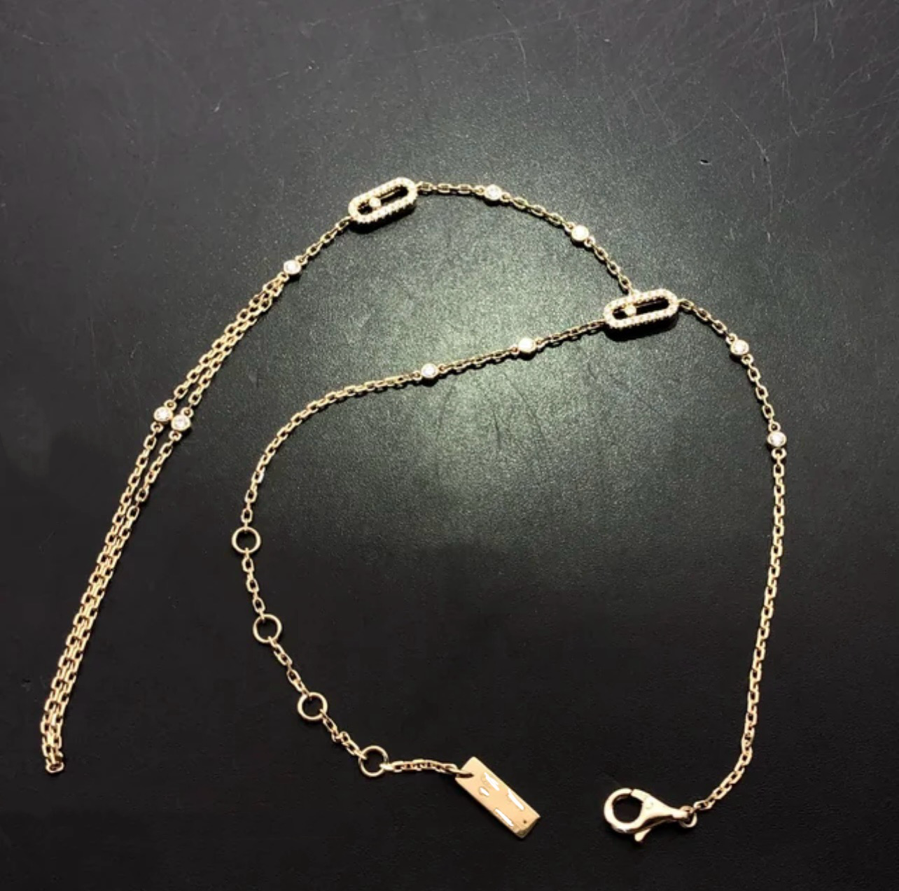 Mssk uno hand chain bracelet with diamonds