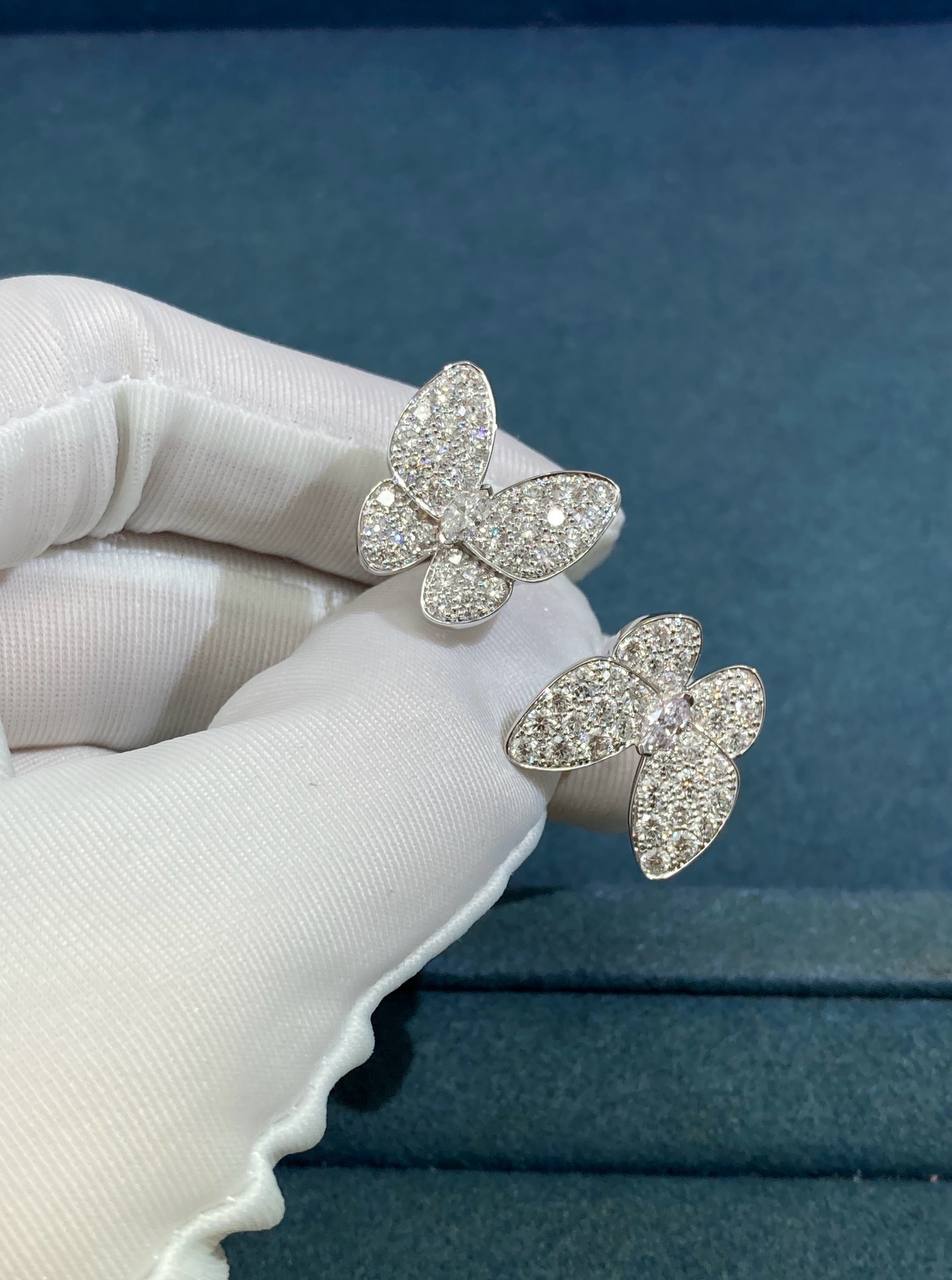 VC two Butterflies ring with full pavé diamonds