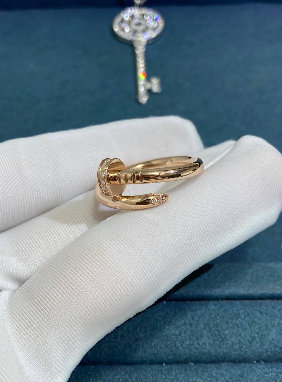 Nail Inspired ring with diamonds