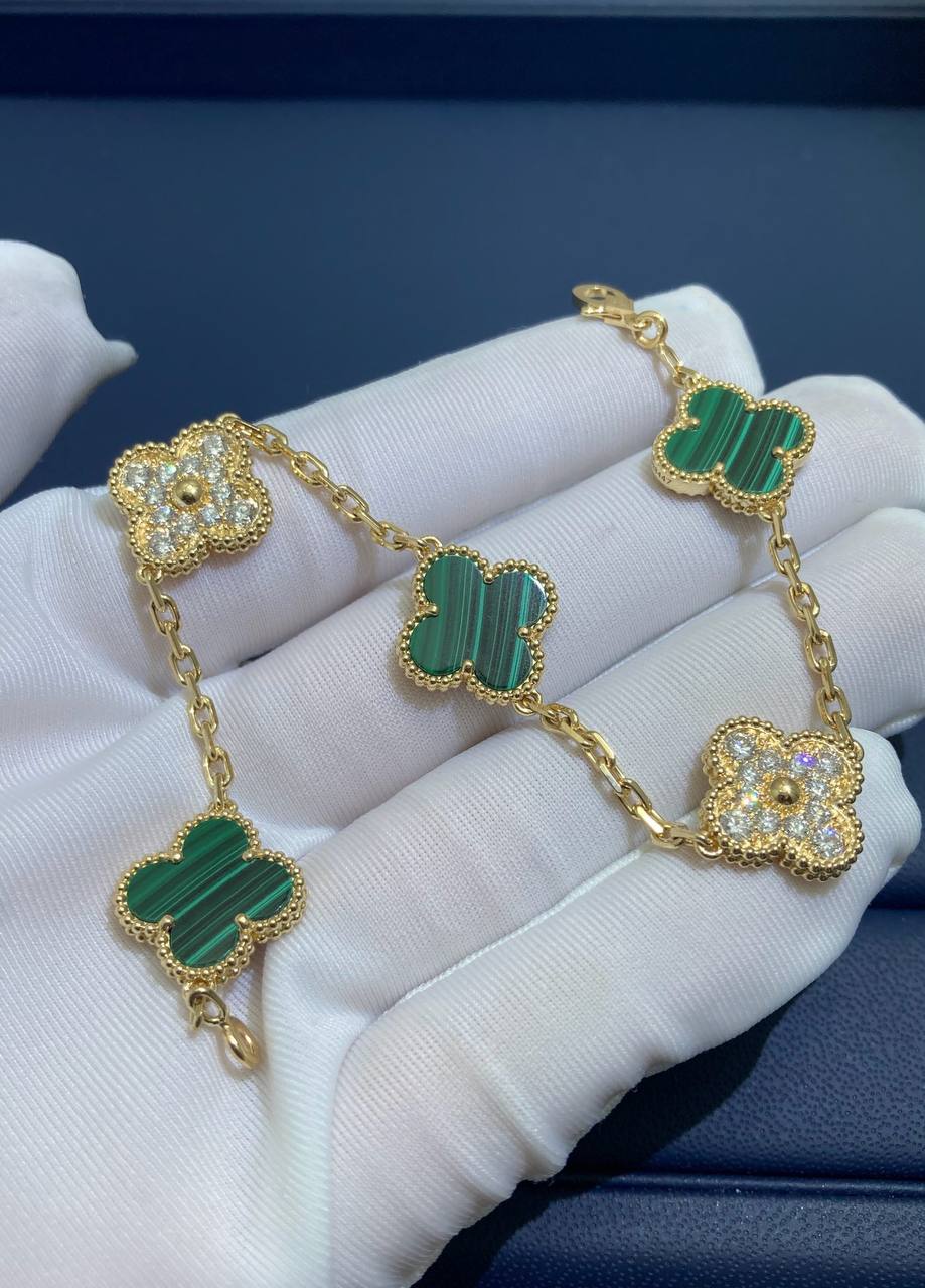 Pulsera VC con Malaquita y diamantes