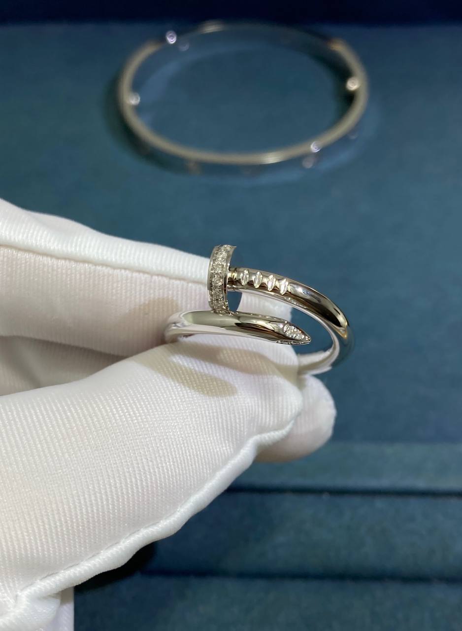 Nail Inspired ring with diamonds