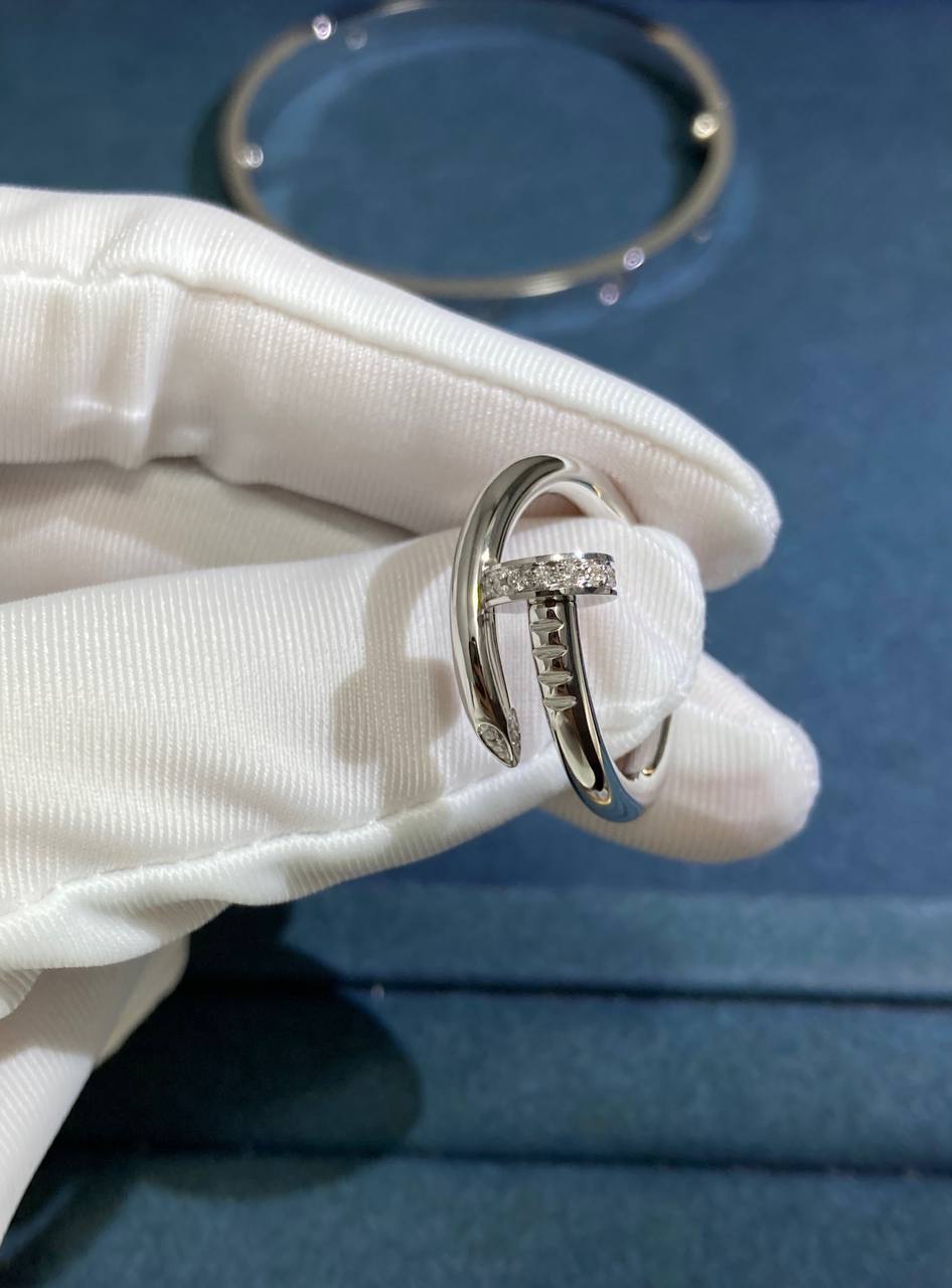 Nail Inspired ring with diamonds