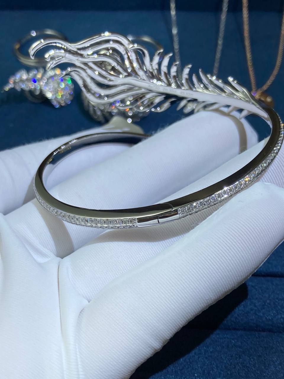 Bchrn Feather full pavé diamond bracelet