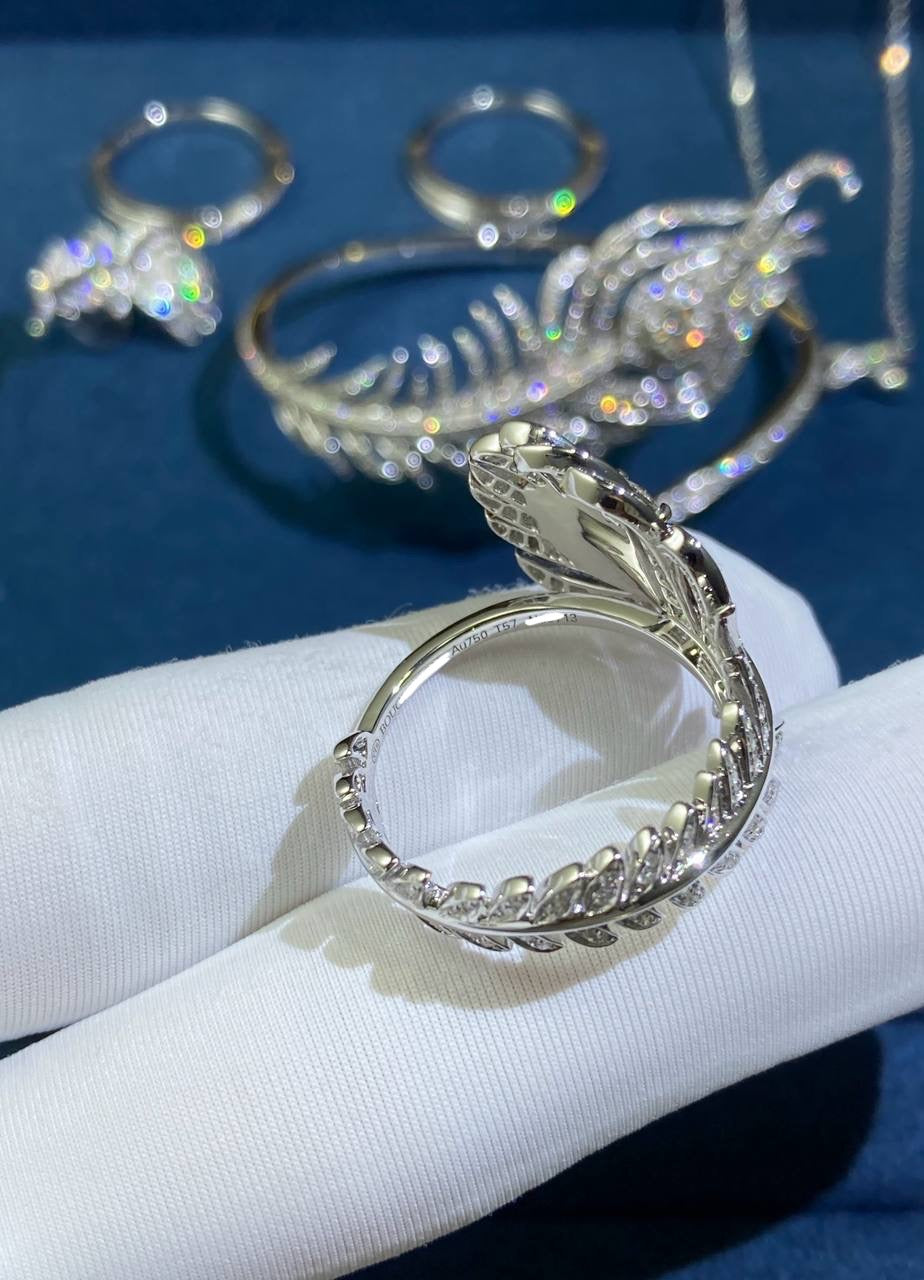 Bchrn Feather full pavé diamonds ring Small model