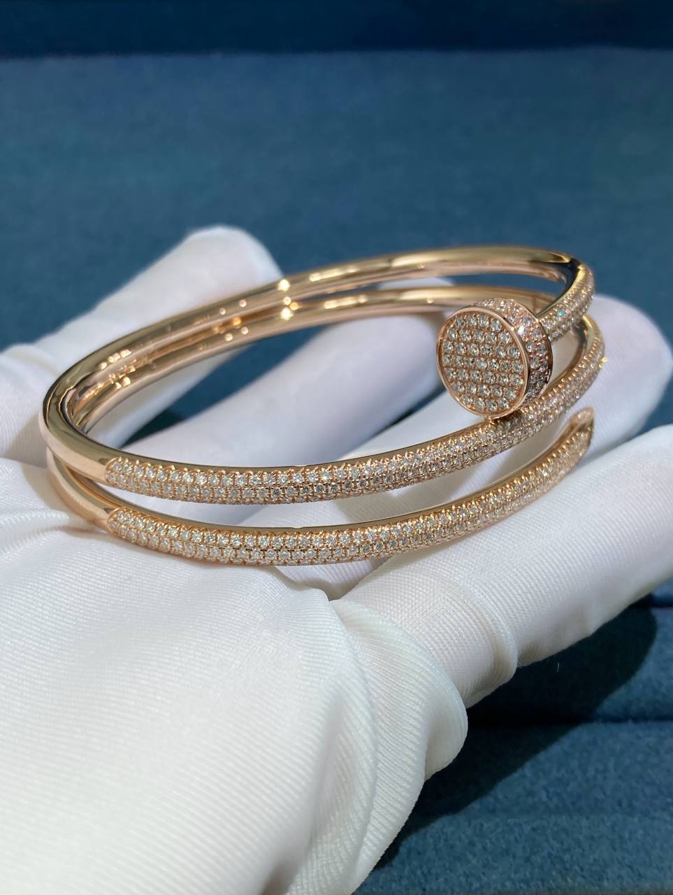 Nail Inspired Double Row Diamond Bracelet