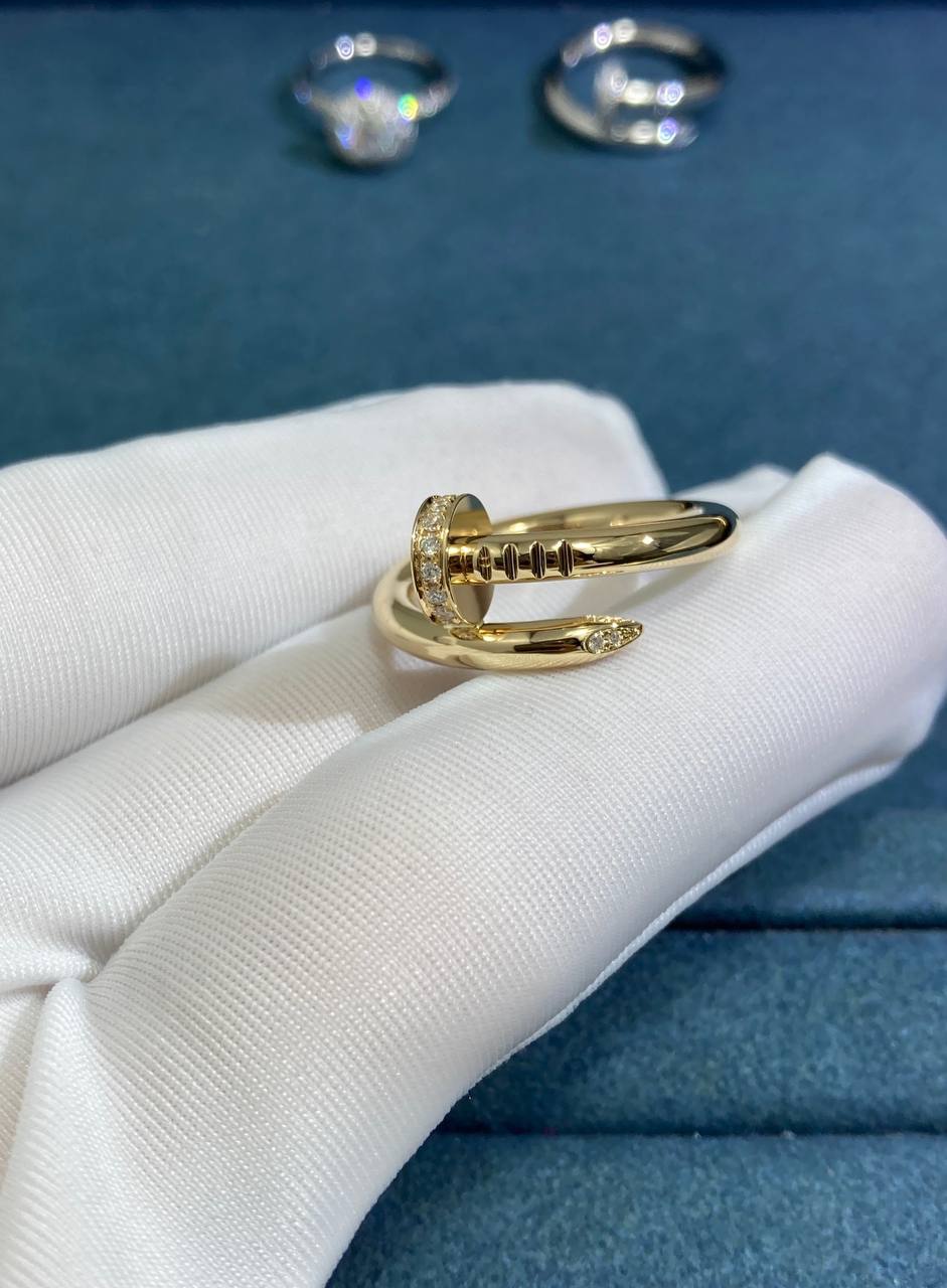 Nail Inspired ring with diamonds
