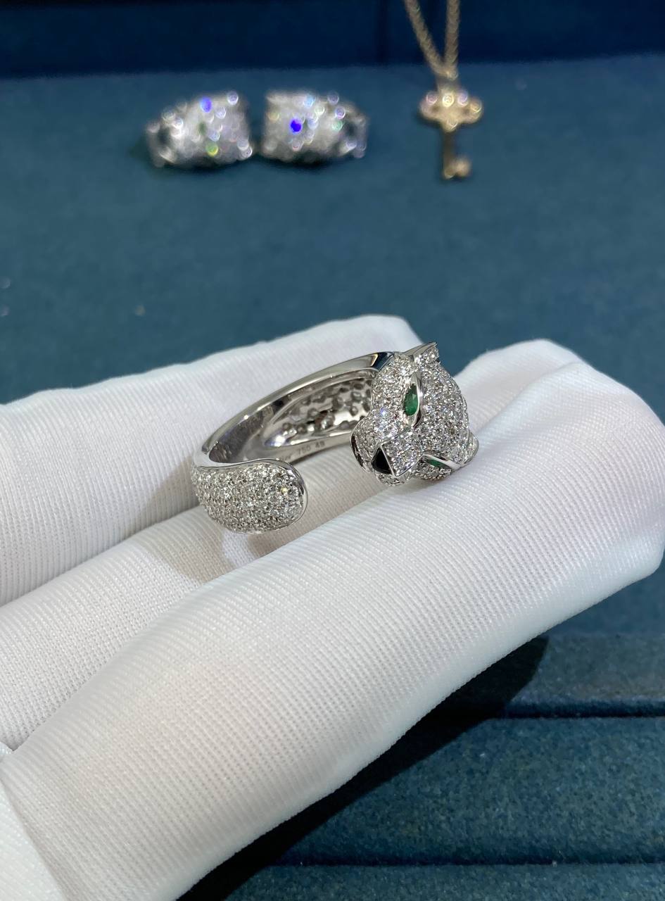Panther full pavé diamond ring