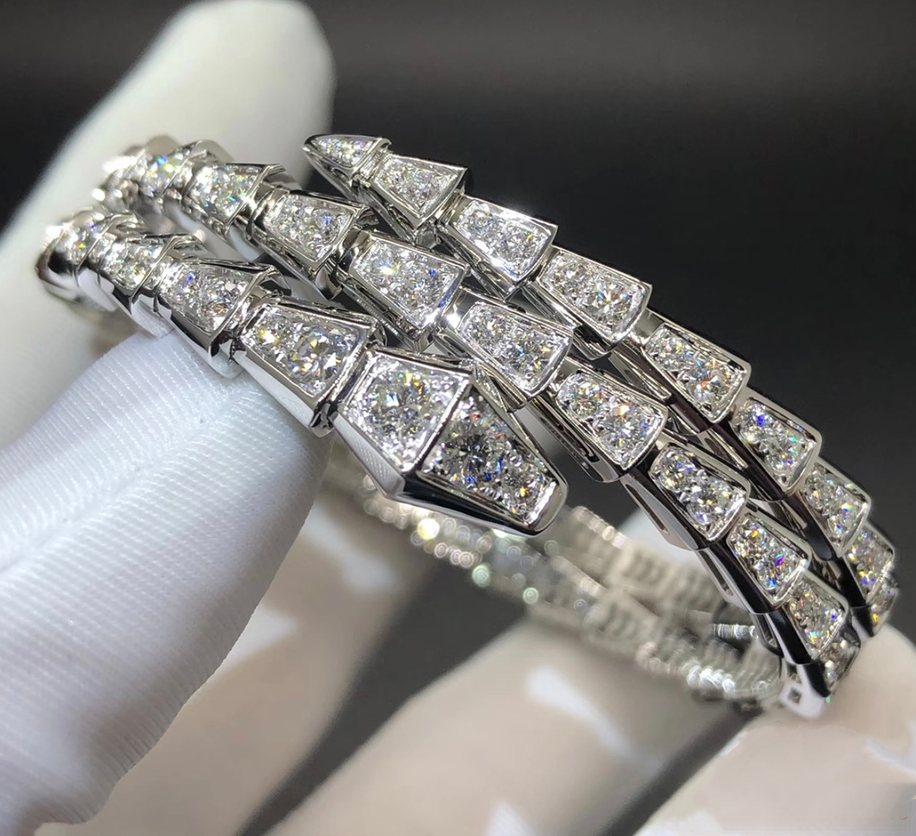 Serpent Double Row Diamond Bracelet
