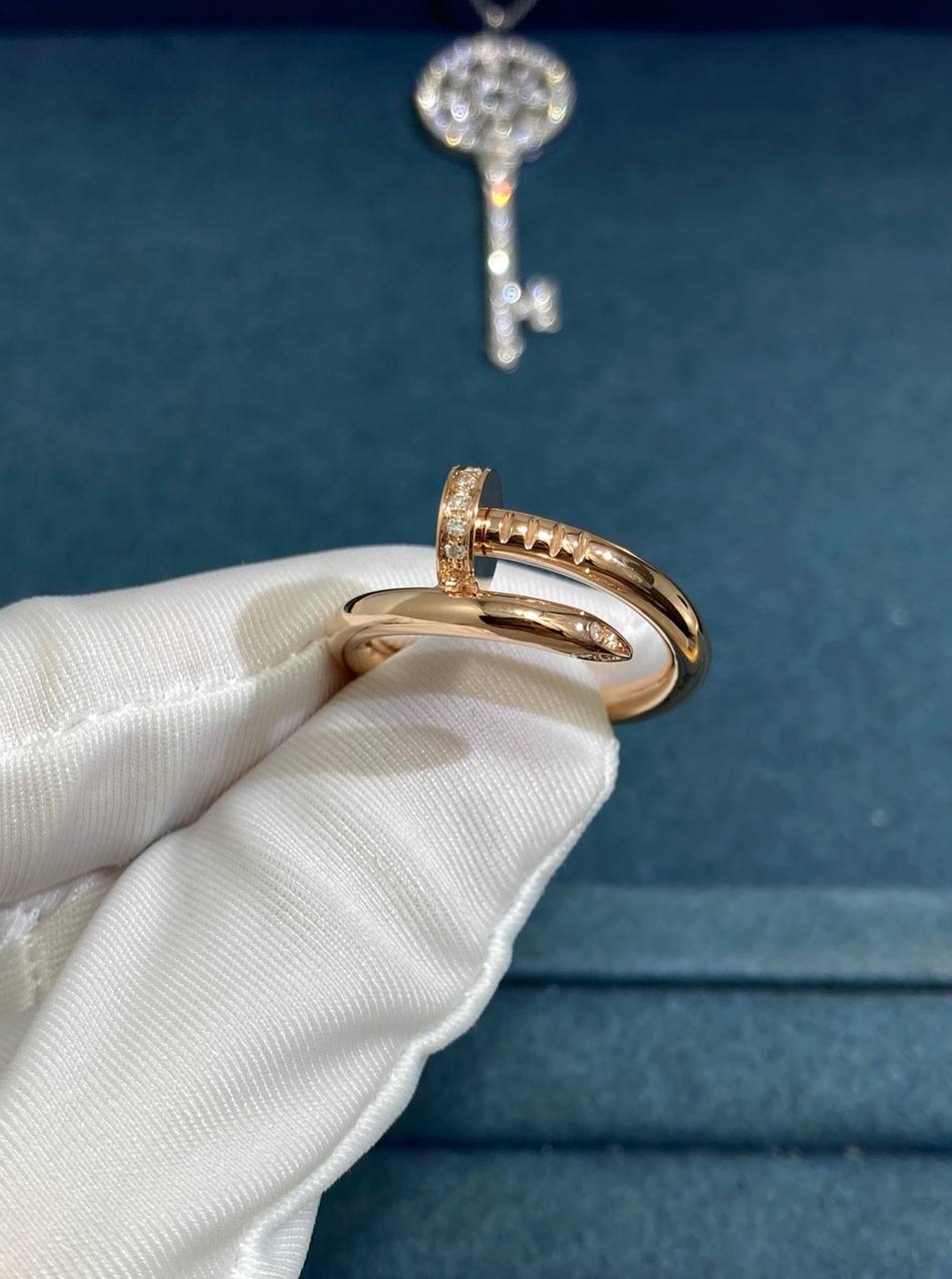 Nail Inspired ring with diamonds