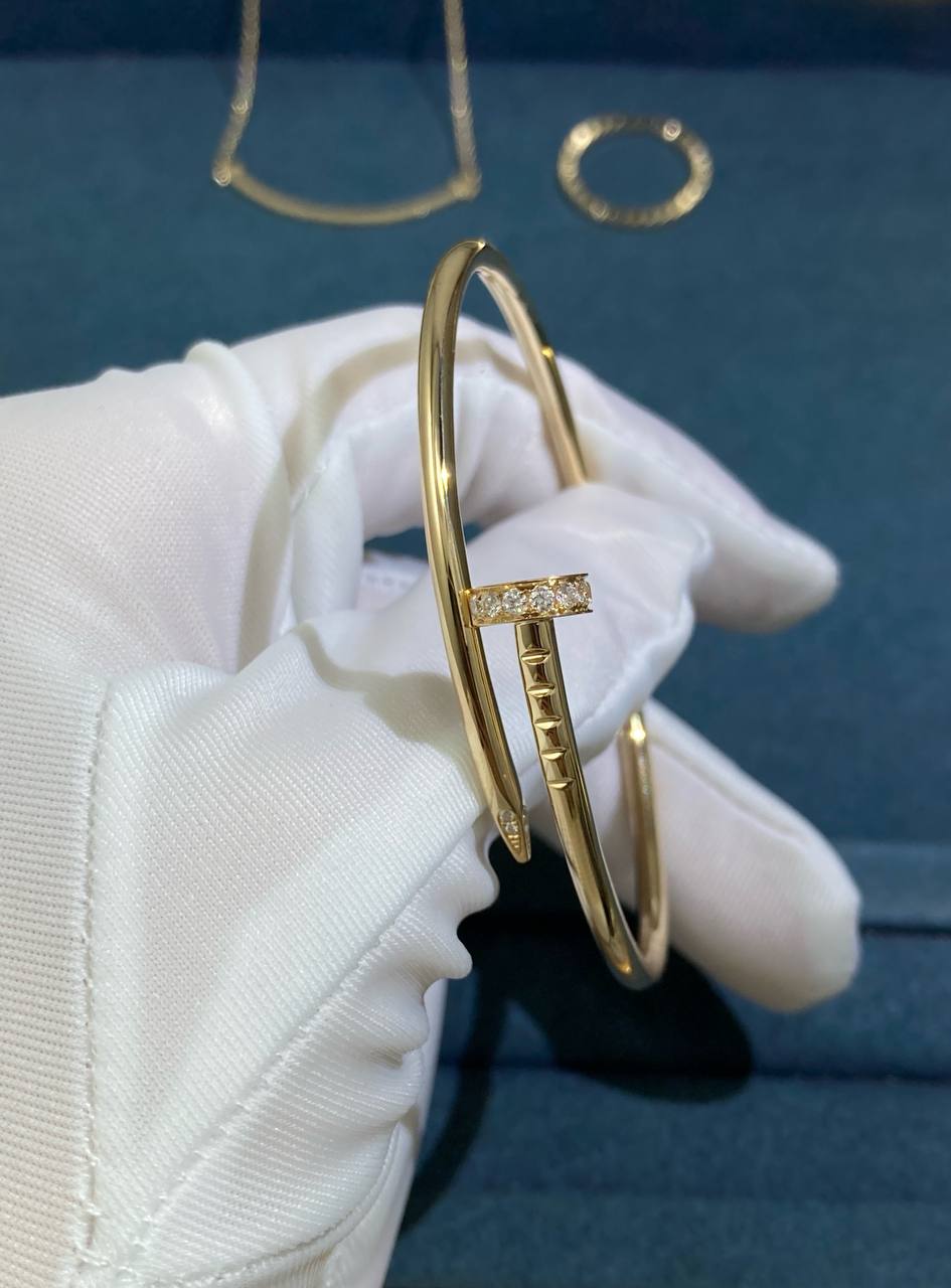 Nail Inspired Bracelet with diamonds Small Model