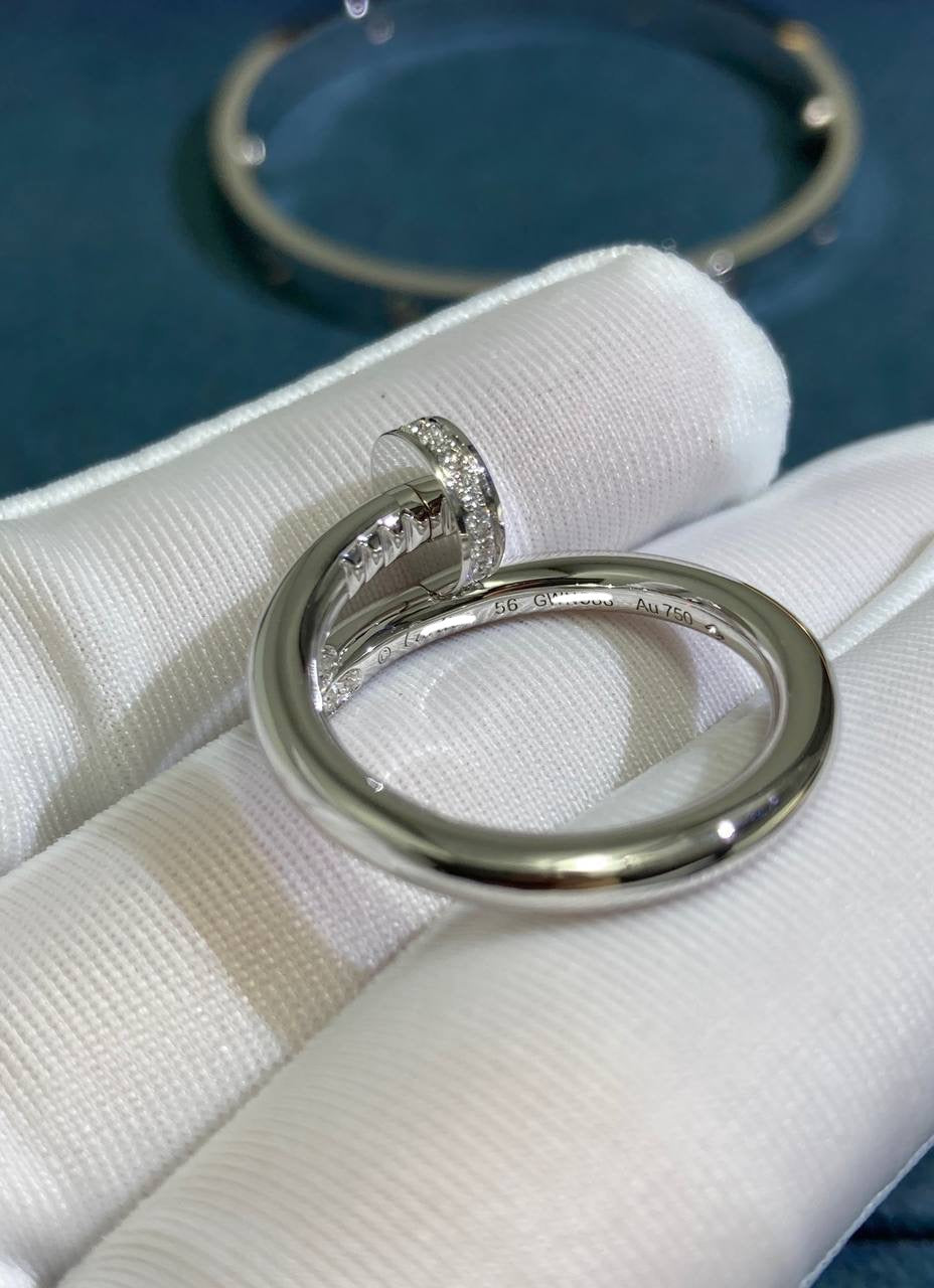 Nail Inspired ring with diamonds