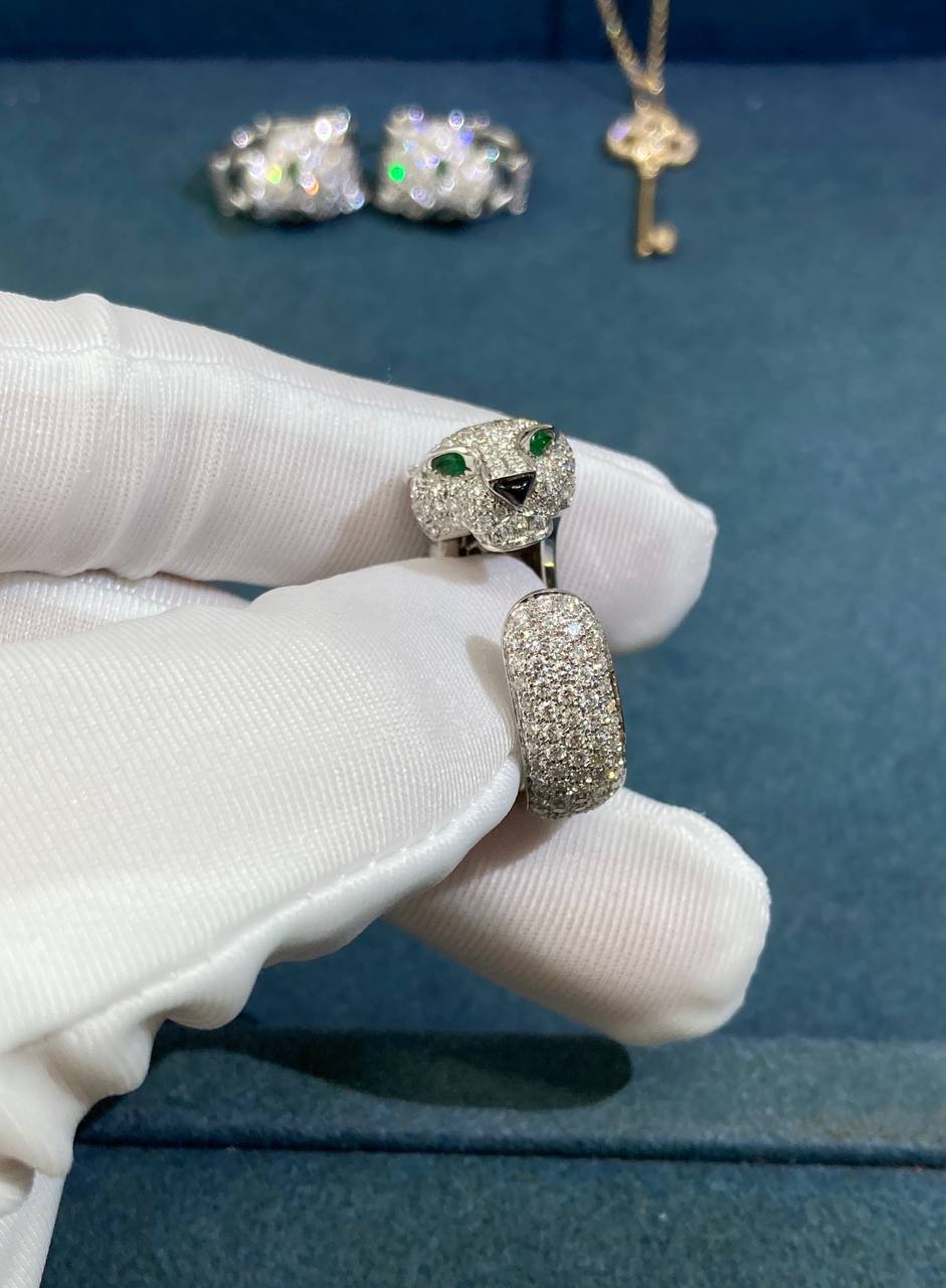 Panther full pavé diamond ring