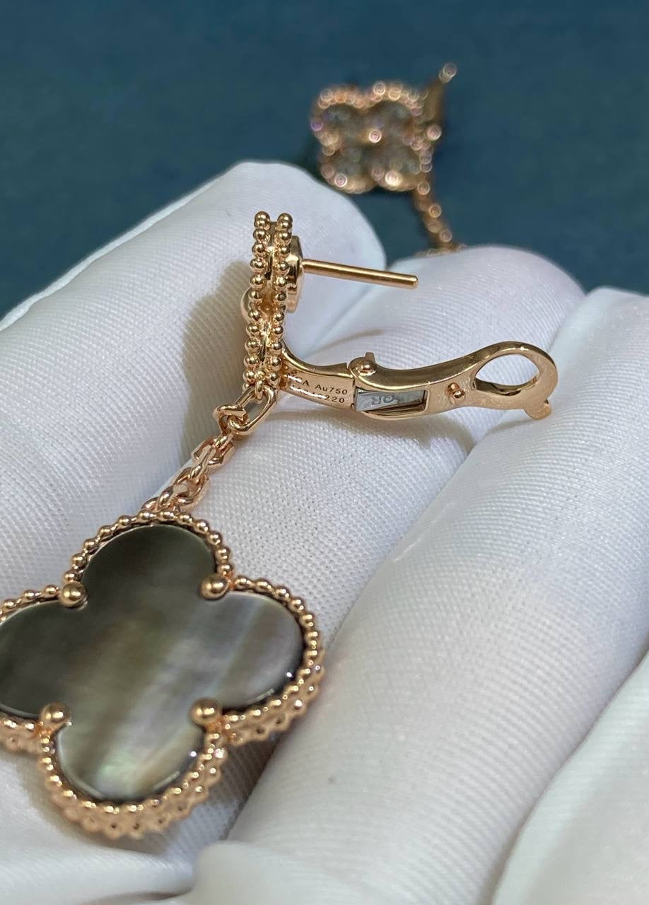 Pendientes VC con nácar gris y diamantes