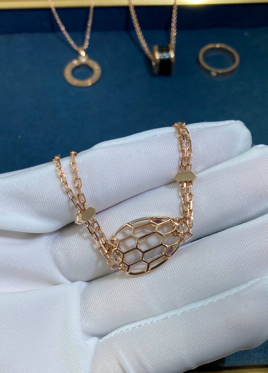 Pulsera de cadena de amatista con serpiente