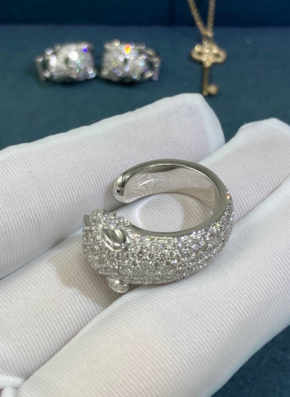 Panther full pavé diamond ring