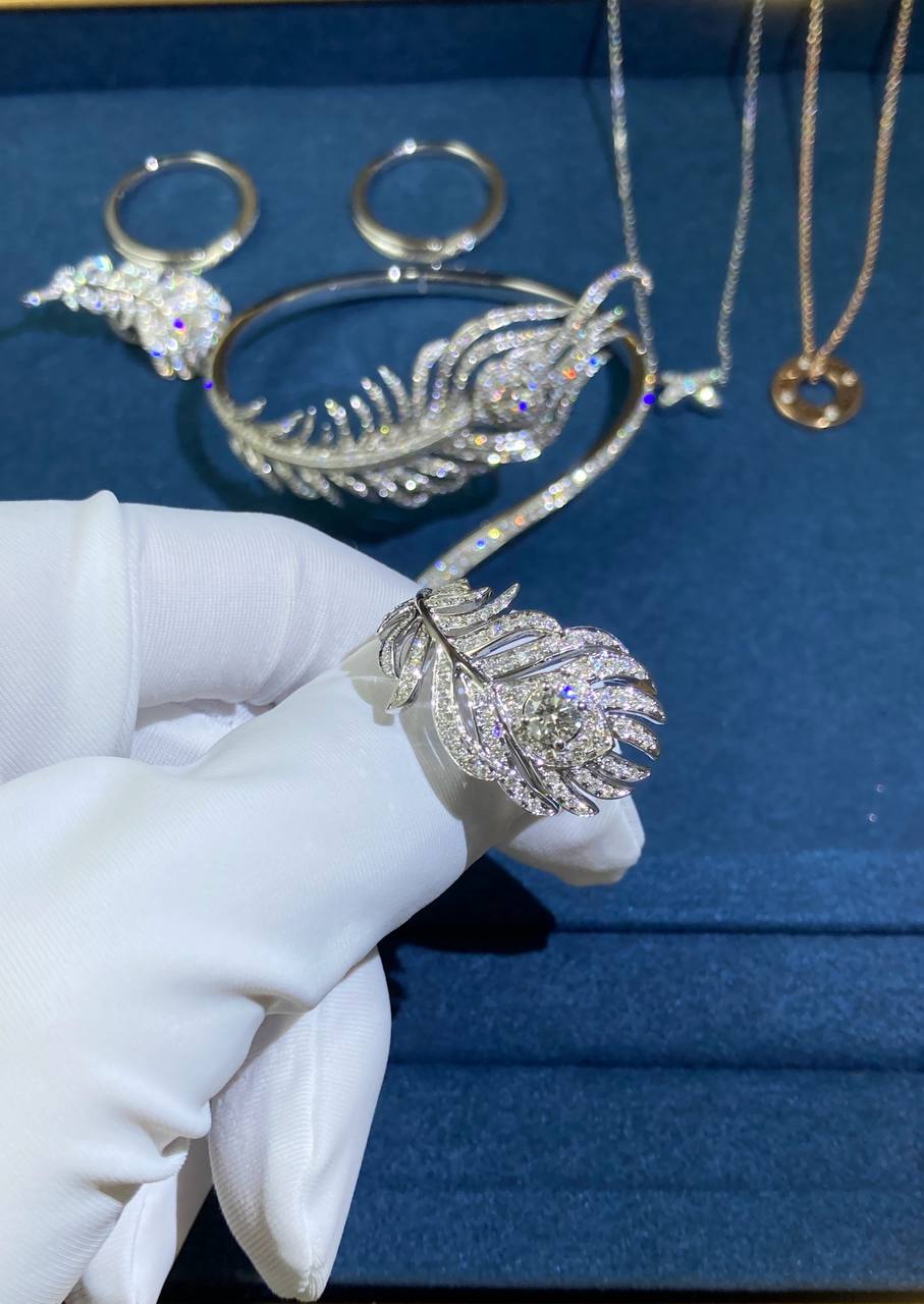 Bchrn Feather full pavé diamonds ring Small model