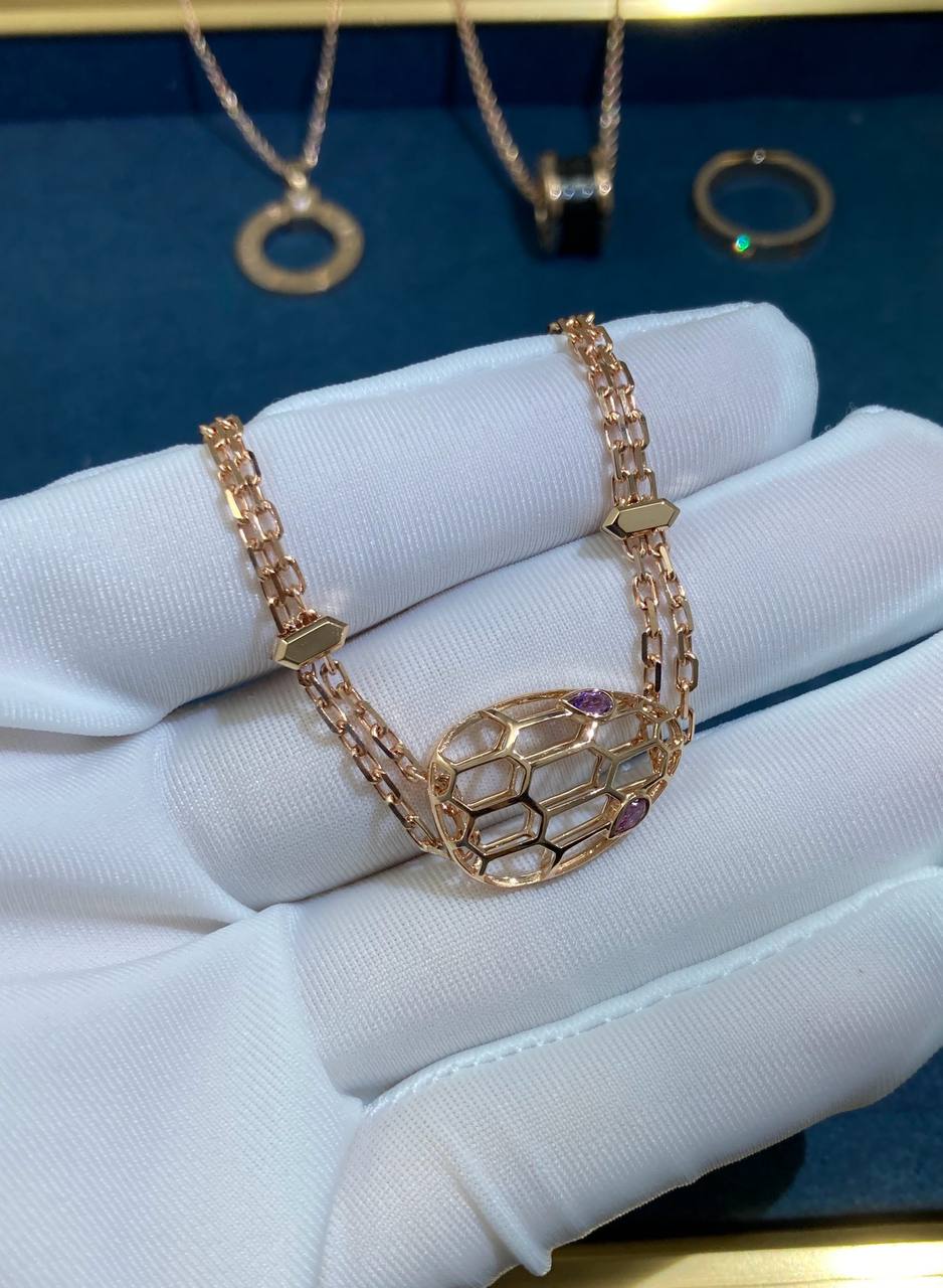 Pulsera de cadena de amatista con serpiente