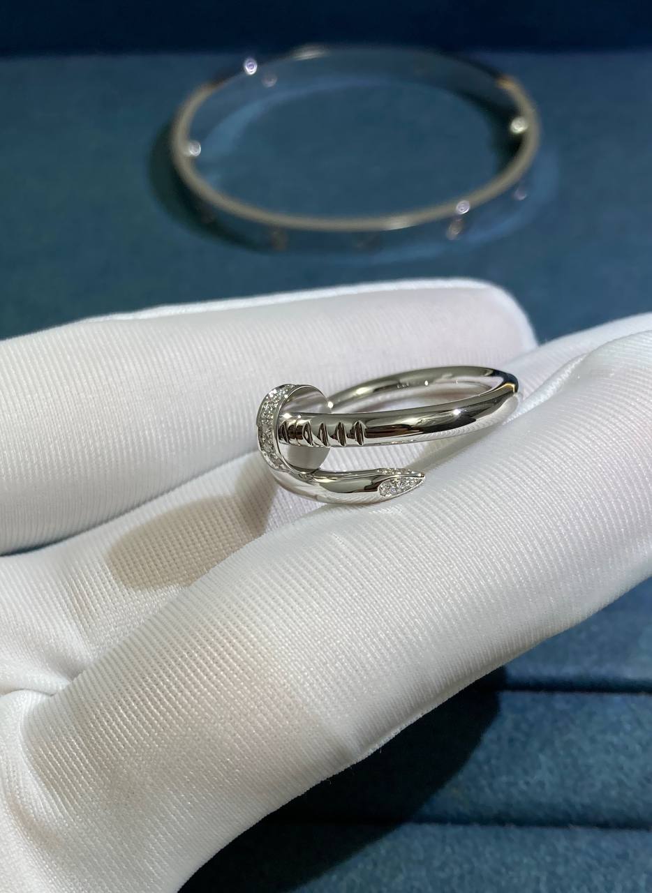 Nail Inspired ring with diamonds