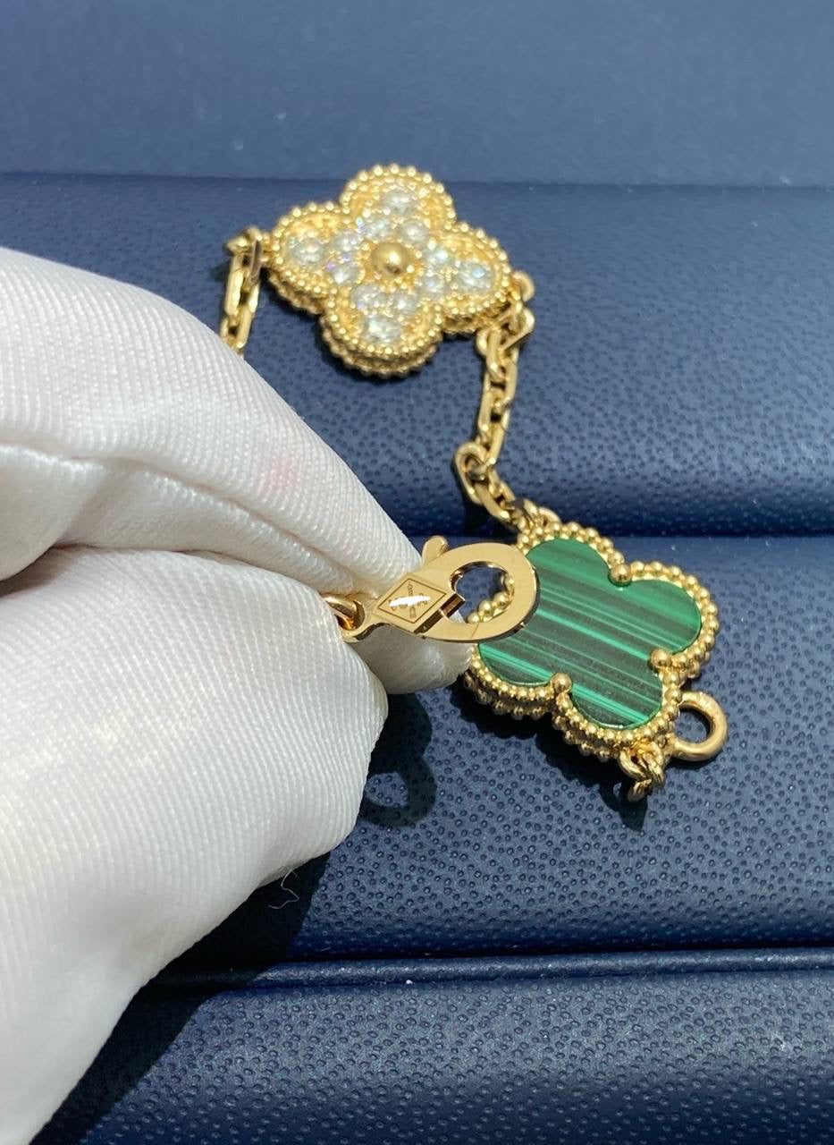 Pulsera VC con Malaquita y diamantes