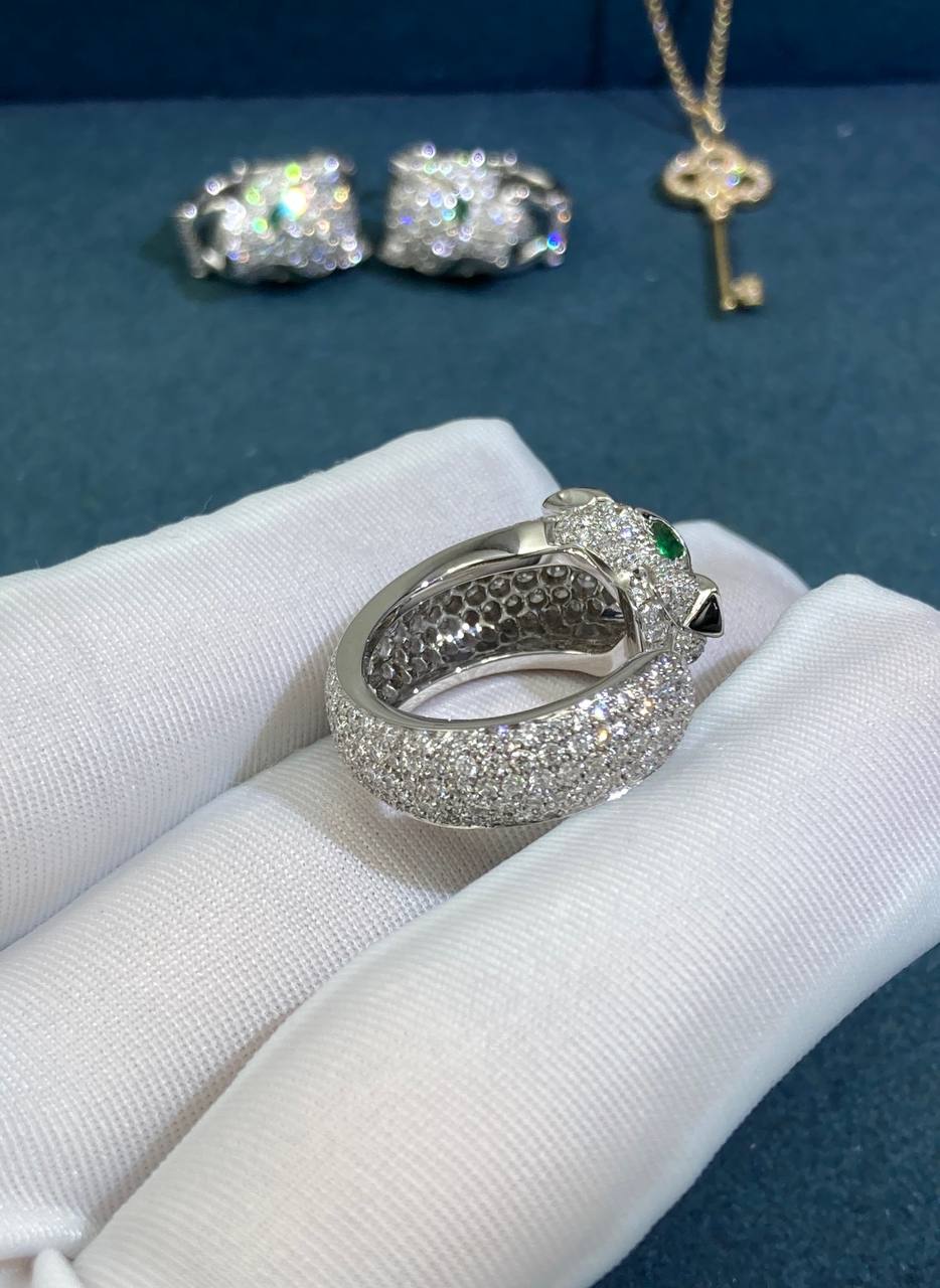 Panther full pavé diamond ring
