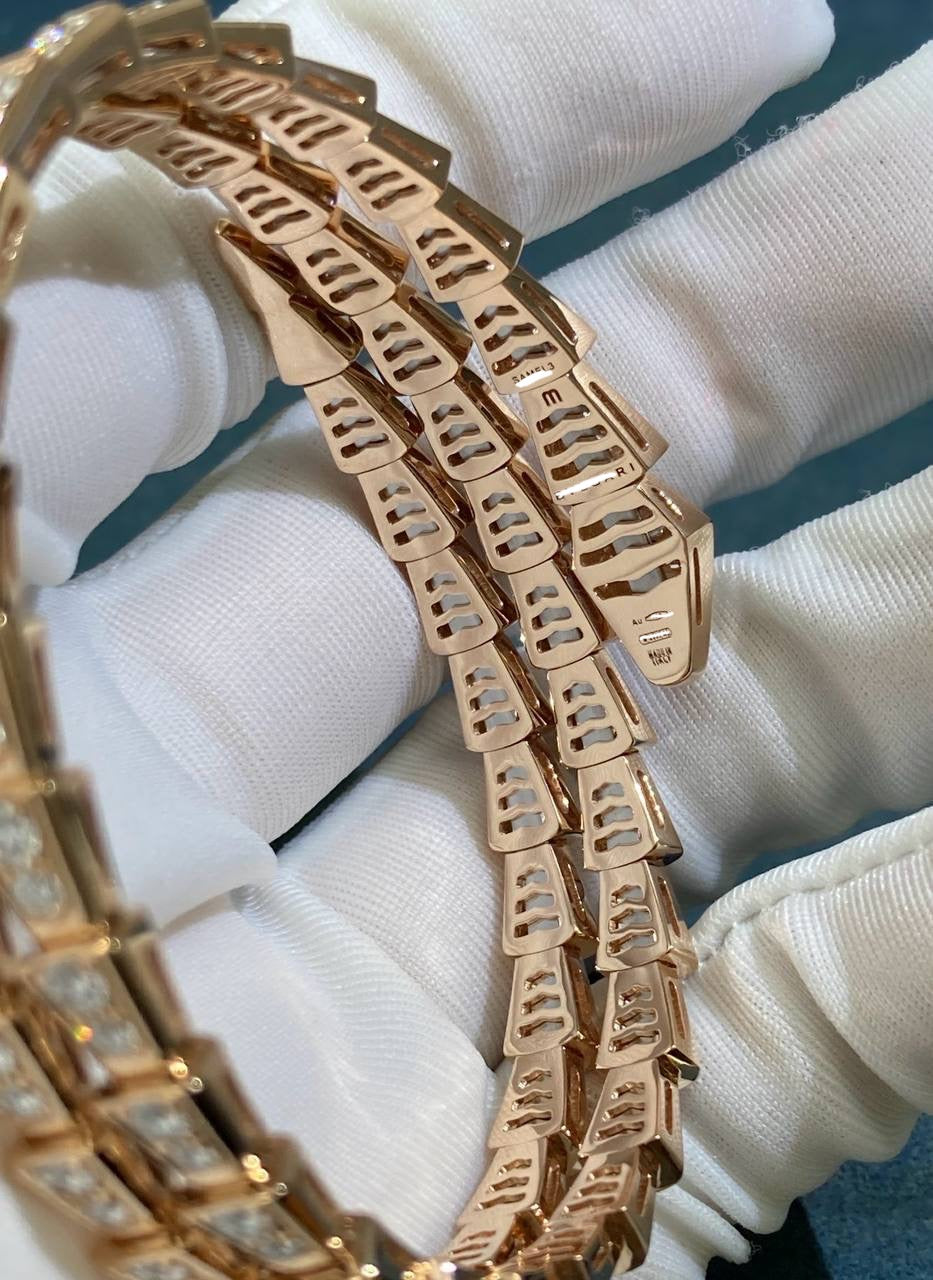 Serpent Double Row Diamond Bracelet
