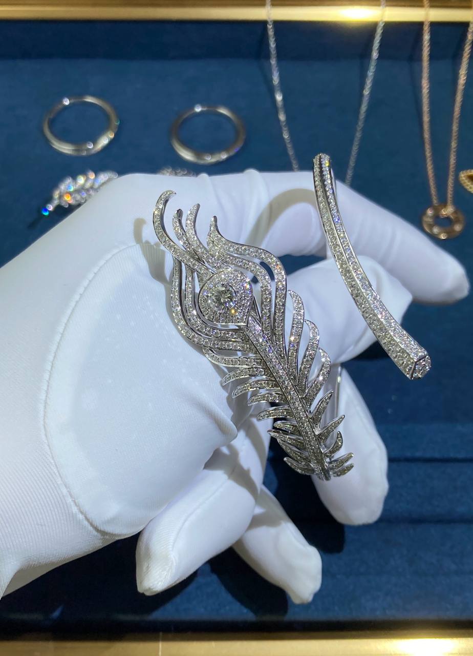 Bchrn Feather full pavé diamond bracelet