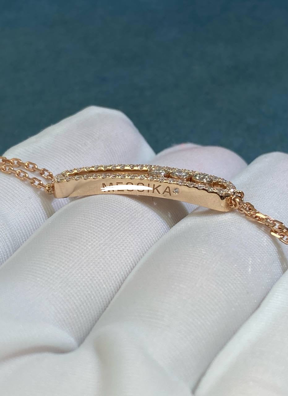 Mssk double chain bracelet with pavé diamonds