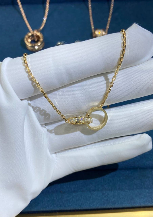 Love chain necklace half-paved