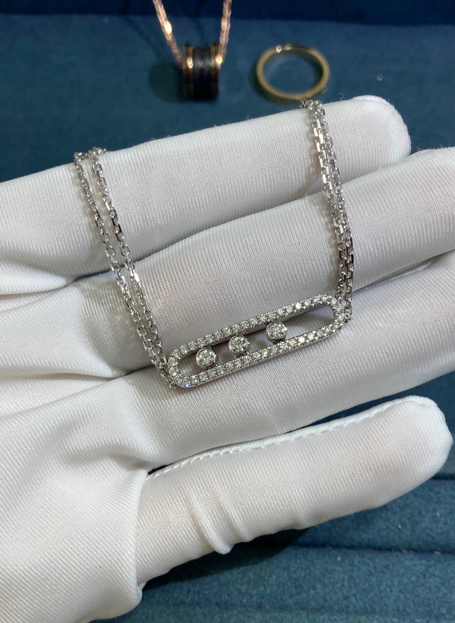 Mssk double chain bracelet with pavé diamonds