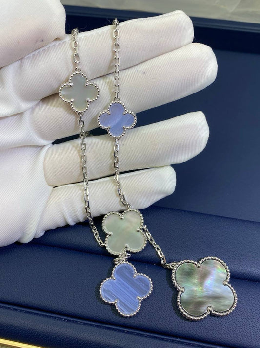 VC Chalcedony MOP 6 motif necklace