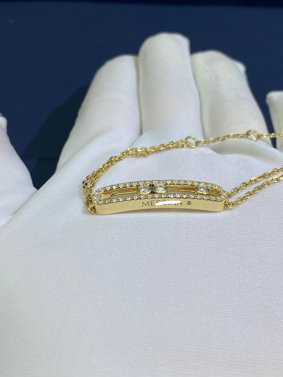 Mssk double chain bracelet with pavé diamonds