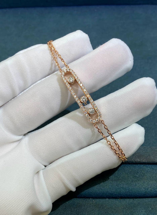 Mssk double chain bracelet with pavé diamonds