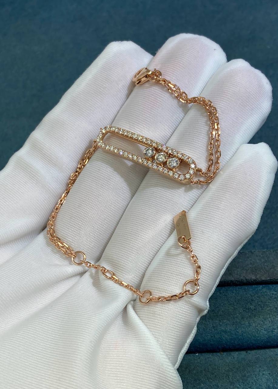 Mssk double chain bracelet with pavé diamonds
