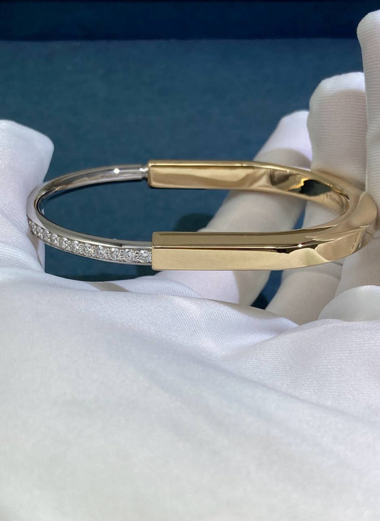 TC Lock Bangle bracelet with Half Pavé diamonds