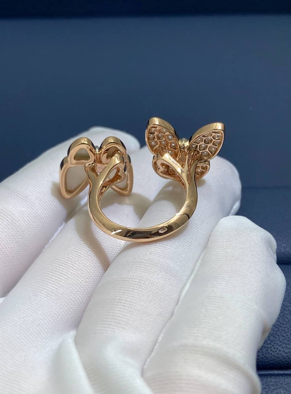 VC two Butterflies ring with Mother of Pearl and diamonds