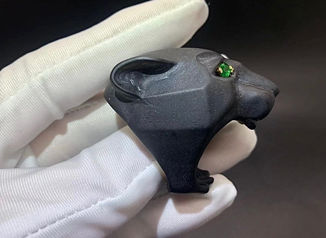 Panther Black Jasper ring