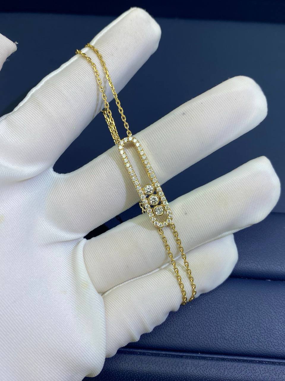 Mssk double chain bracelet with pavé diamonds