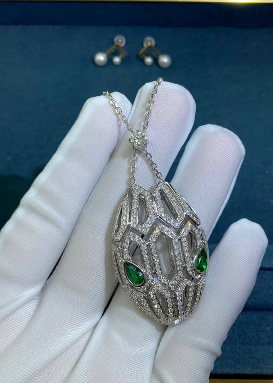 Serpent pavé-set diamond necklace