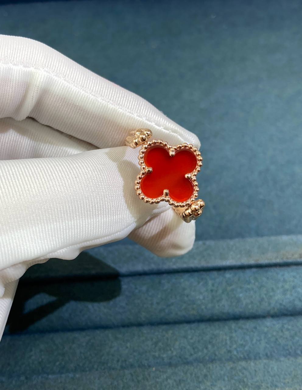 VC Guilloché Reversible ring with Carnelian and one diamond