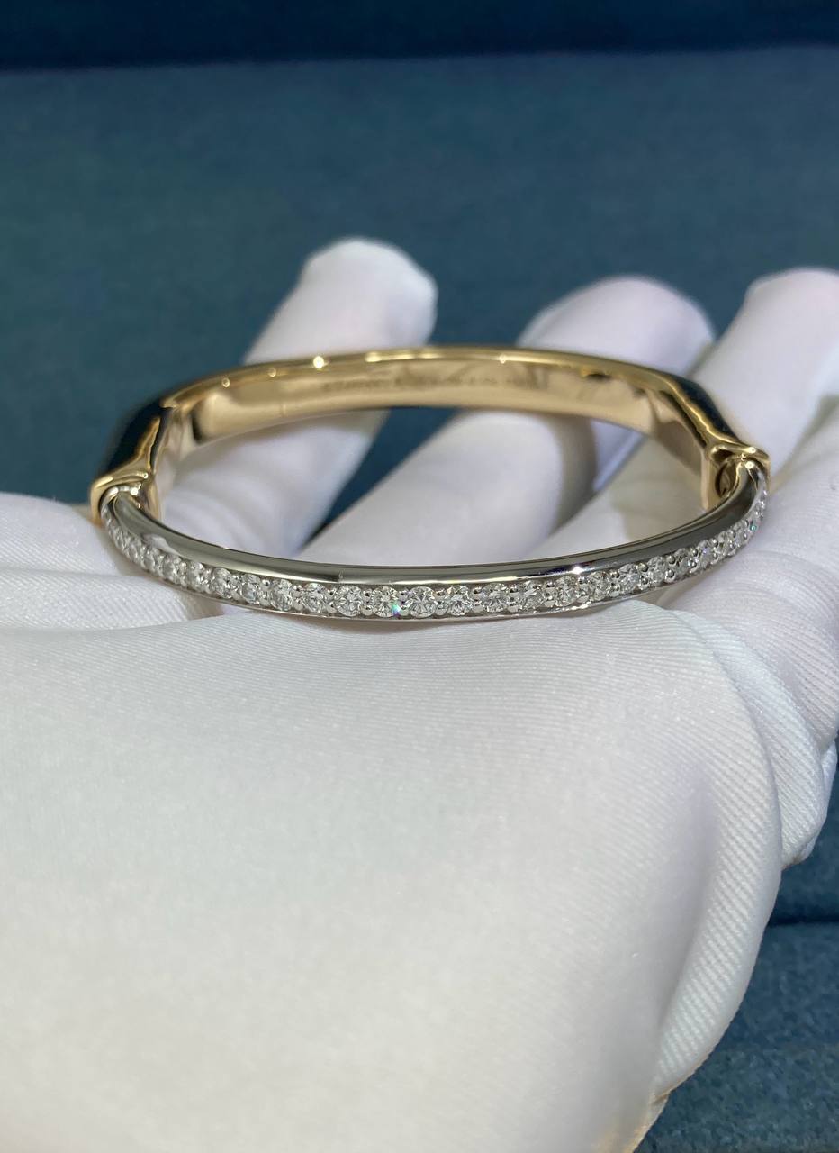 TC Lock Bangle bracelet with Half Pavé diamonds