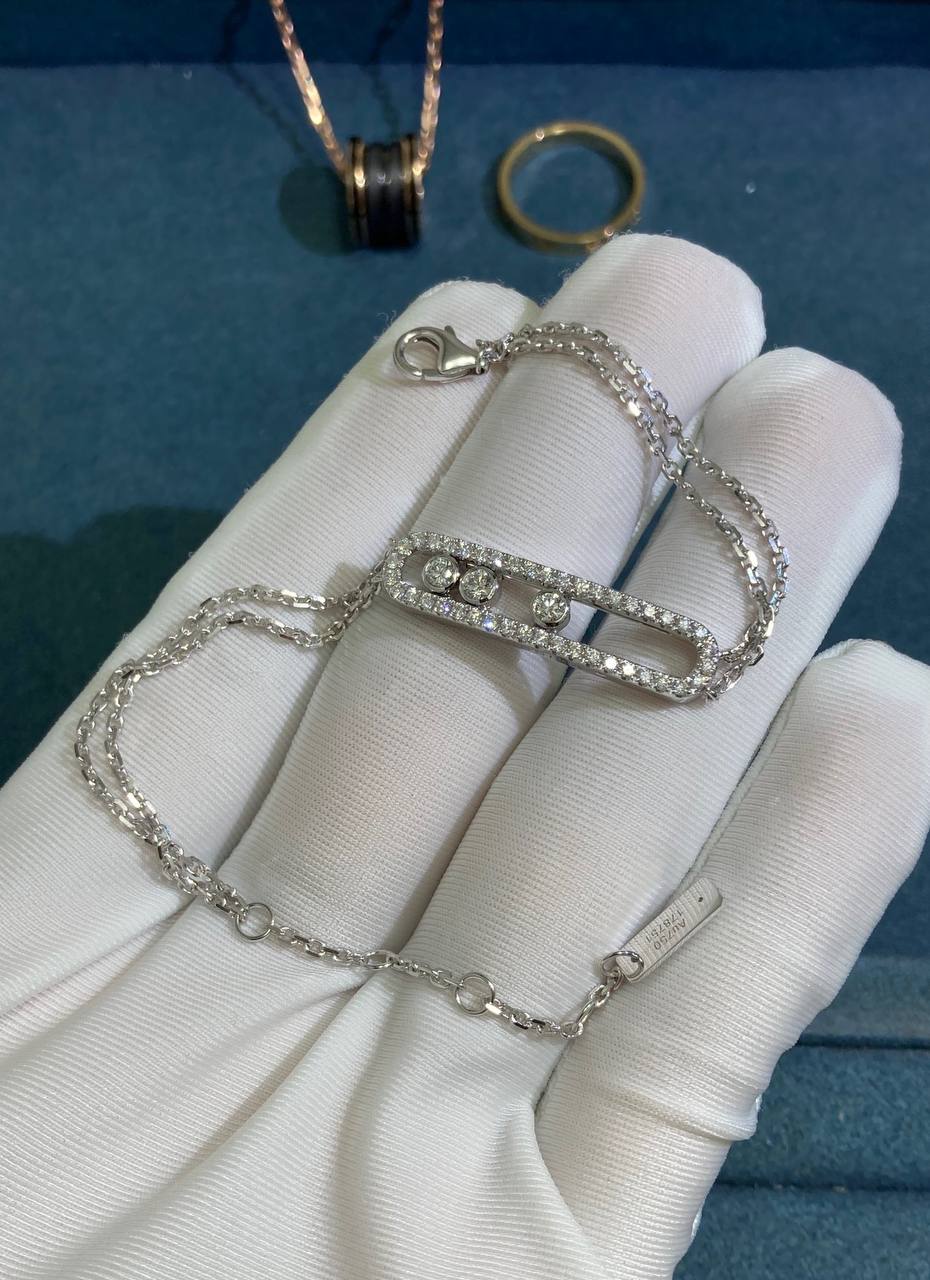 Mssk double chain bracelet with pavé diamonds