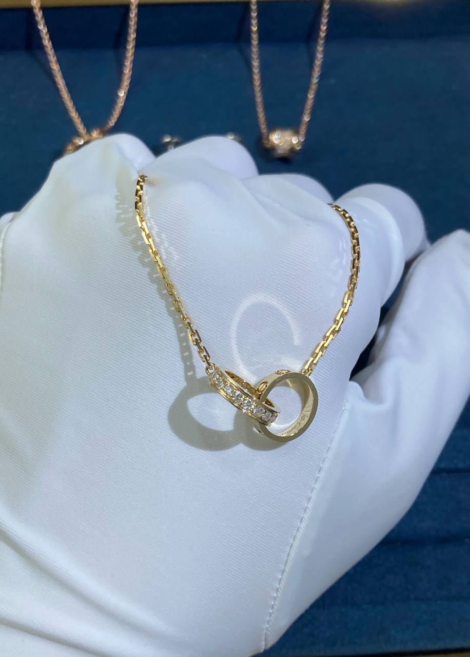Love chain necklace half-paved