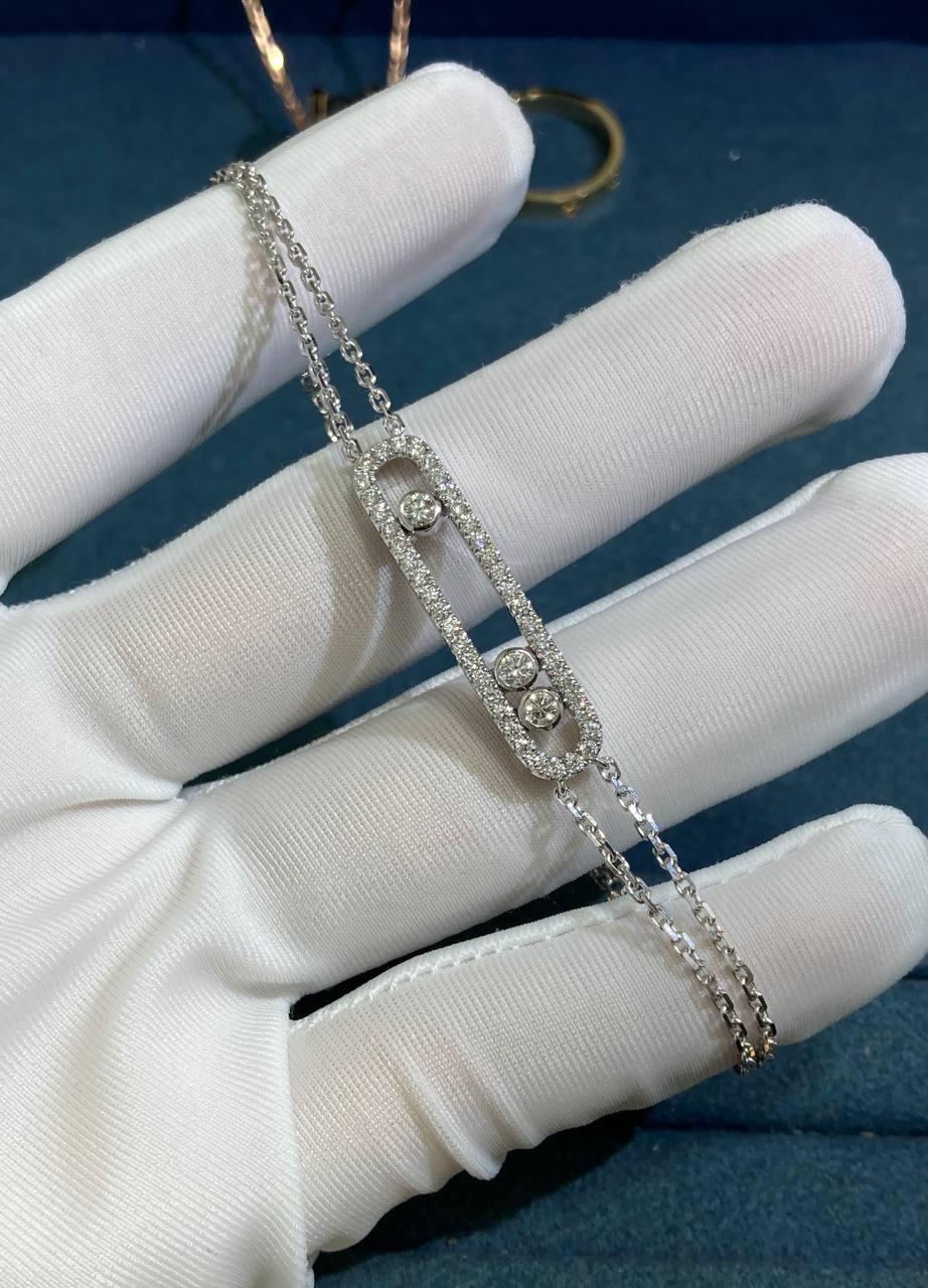 Mssk double chain bracelet with pavé diamonds