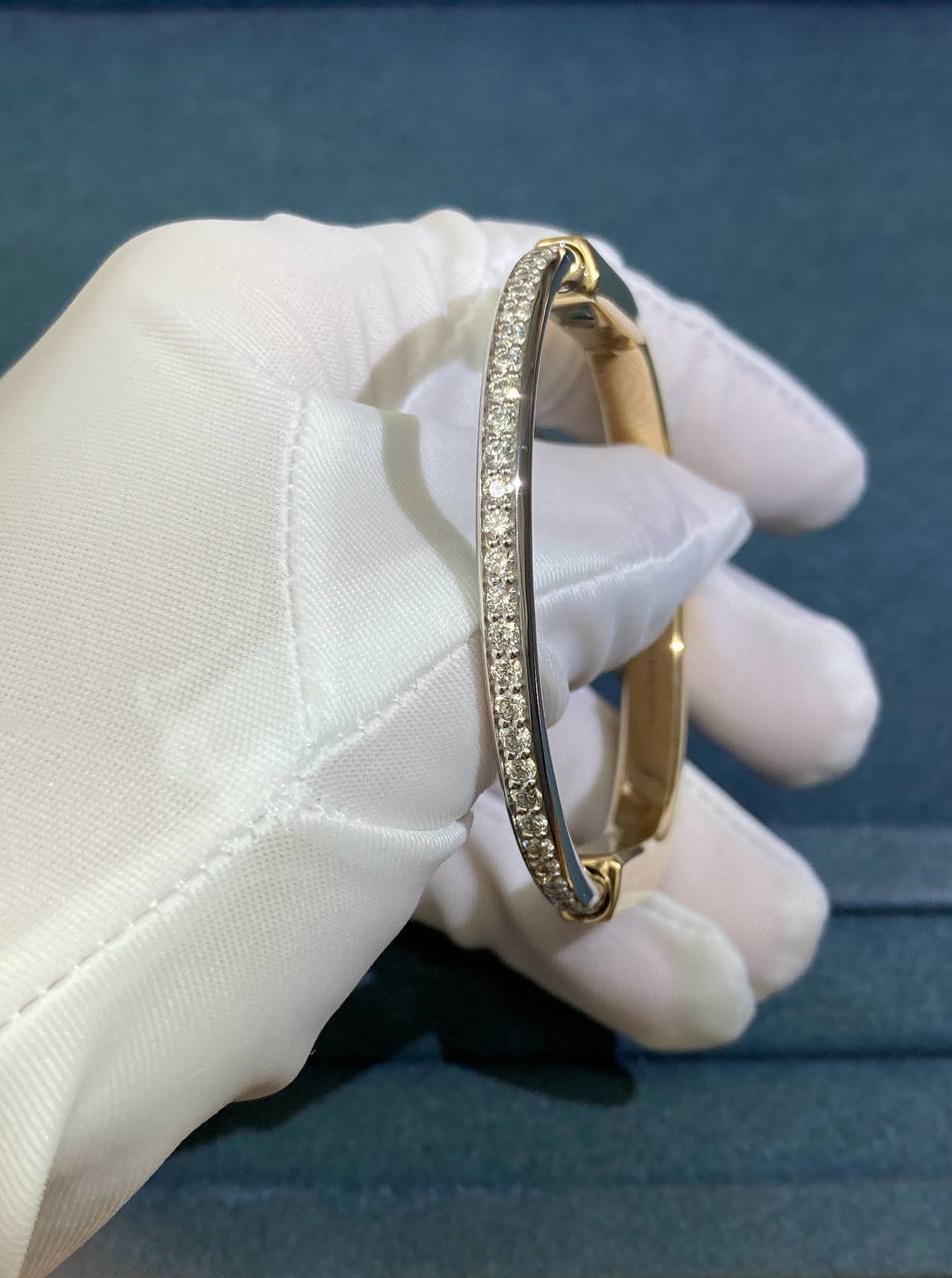 TC Lock Bangle bracelet with Half Pavé diamonds