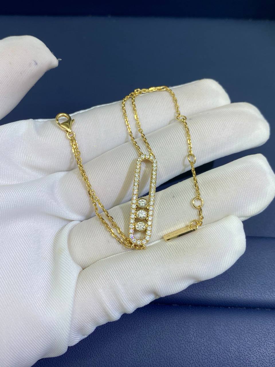 Mssk double chain bracelet with pavé diamonds