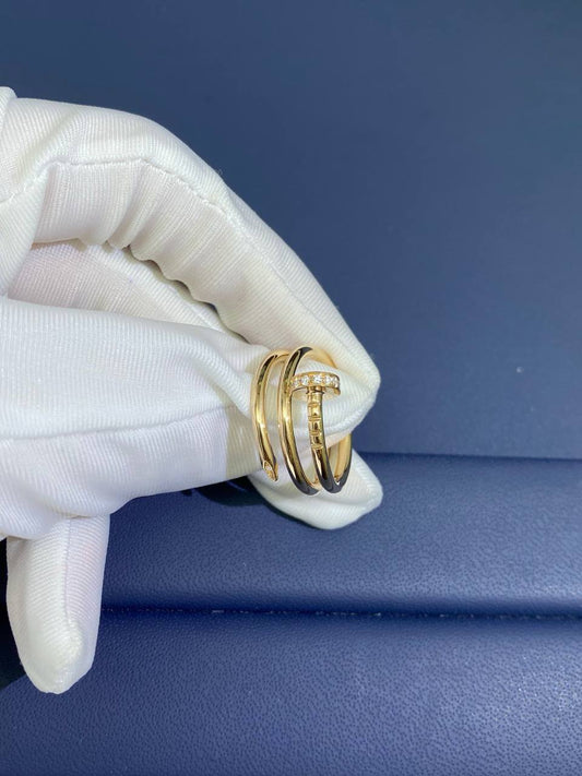 Nail Inspired double row ring with diamonds