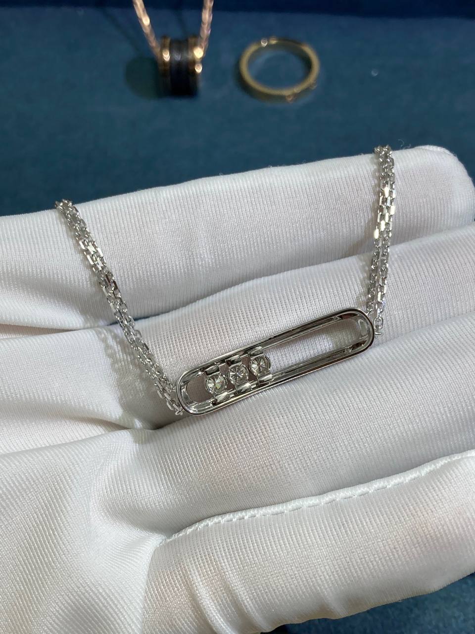 Mssk double chain bracelet with pavé diamonds