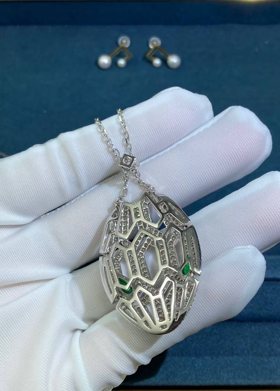 Serpent pavé-set diamond necklace
