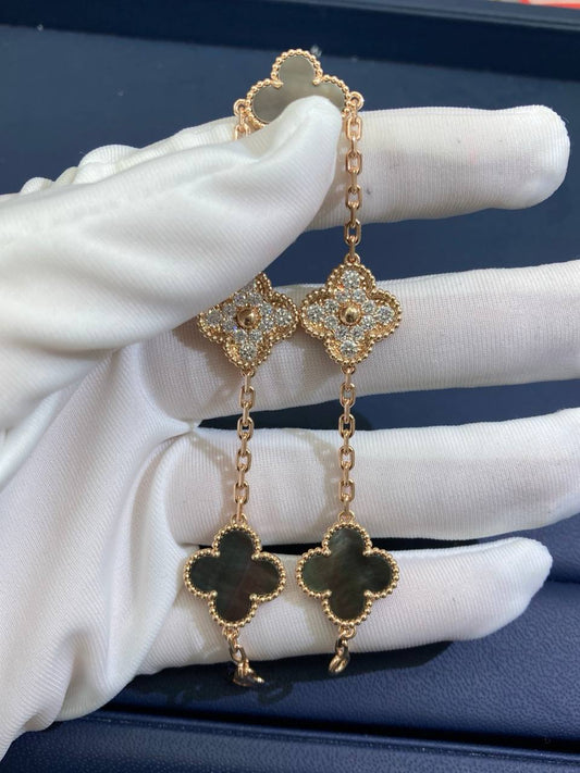 VC bracelet with grey Mother-Of-Pearl and diamonds